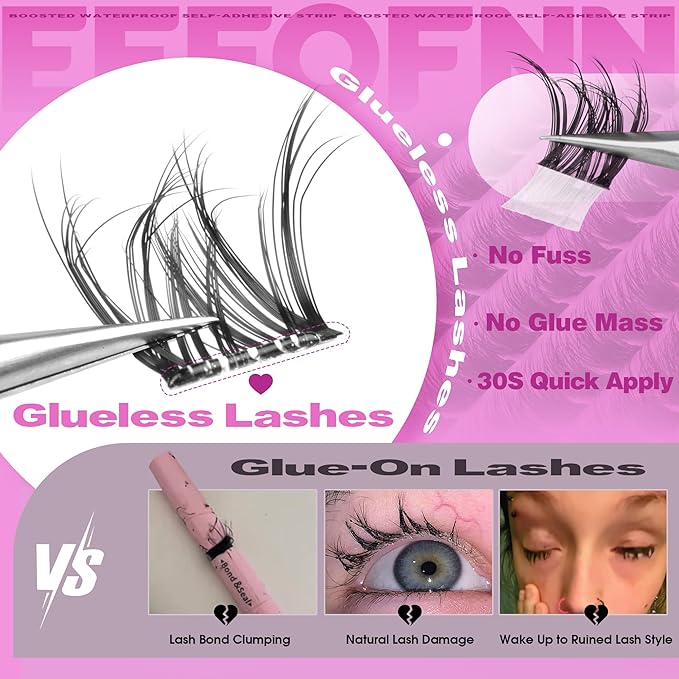 Lash Clusters Natural Eyelash Clusters Wispy Lashes Clusters C Curl Cluster Eyelash Extensions 8-14mm Lash Cluster Invisible Band Individual Lashes Bunny Cluster Lashes by Eefofnn