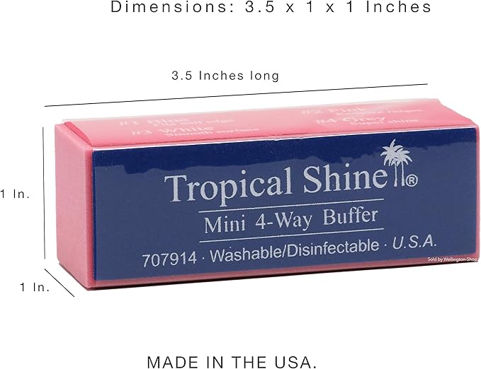 Tropical Shine Mini 4 Way Buffer Block - Professional Nail Buffering Block for Shaping, Smoothing, and Polishing Nails - Portable Nail Care (2 Pack)