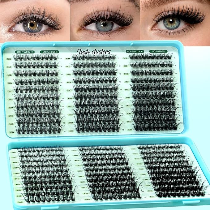 Wispy Lash Clusters, Individual Cluster Lashes, DIY Cluster Eyelash Extensions for Natural Wispy Look, Soft Lightweight Individual Lash Clusters for At-Home Lash Extension (30D&40D&50D 9-16mm)
