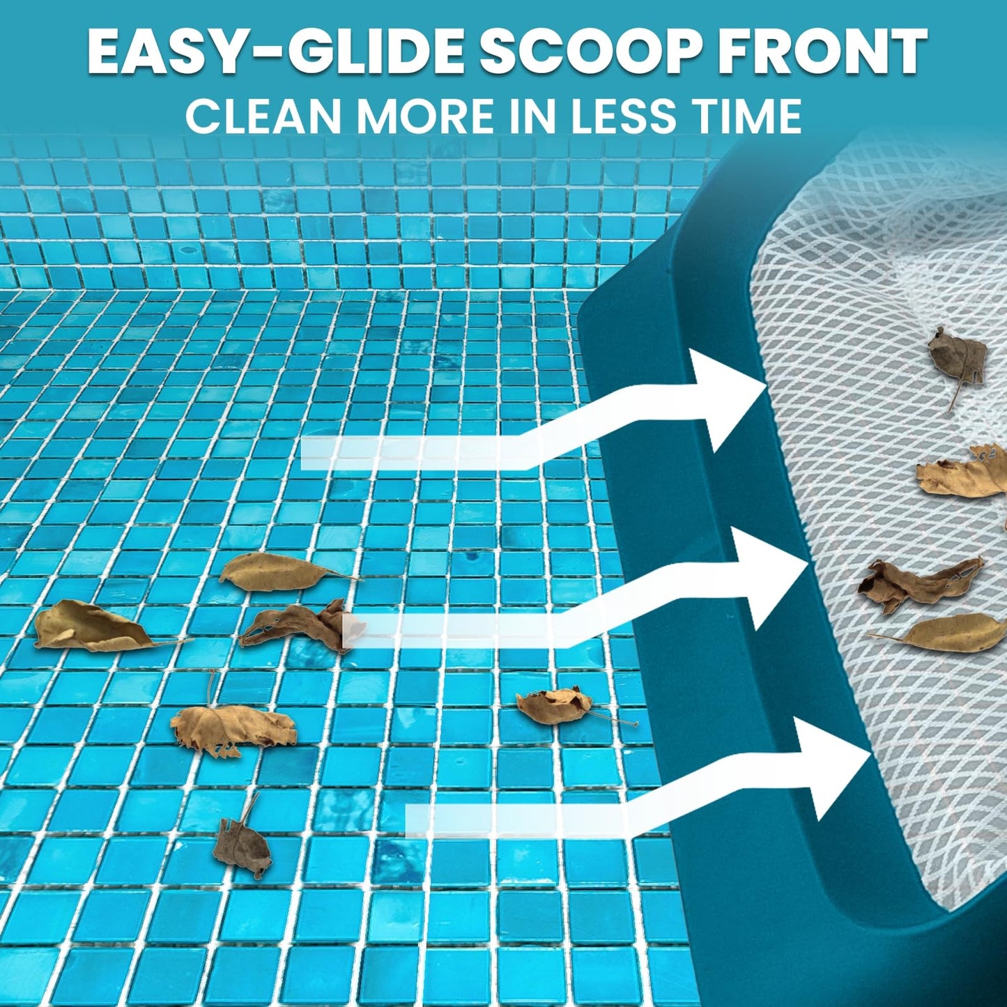 POOLWHALE Pool Skimmer Net - Upgrade Swimming Leaf Rake with Extra Wide Scoop Edge, Fine Mesh Nets for Pool Cleaning Leaves, Debris (Not Pole)