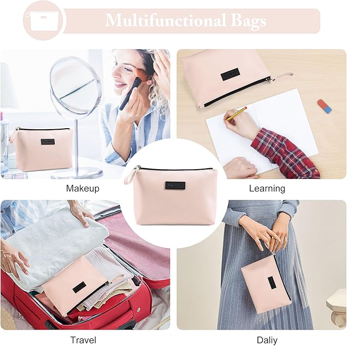 Cosmetic Bags for Women Small Makeup Bag for Purse Pu Leather Makeup Pouch Travel Makeup Bag with Zipper Make Up Bag for Travelling