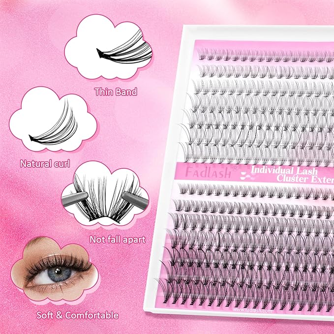 DIY Eyelash Extension 10D+20D Cluster Lashes Large Mixed Tray Natural Long Mink Individual Lashes Reusable False Eyelashes Extension (10D+20D-0.07-D, 8-16mm)