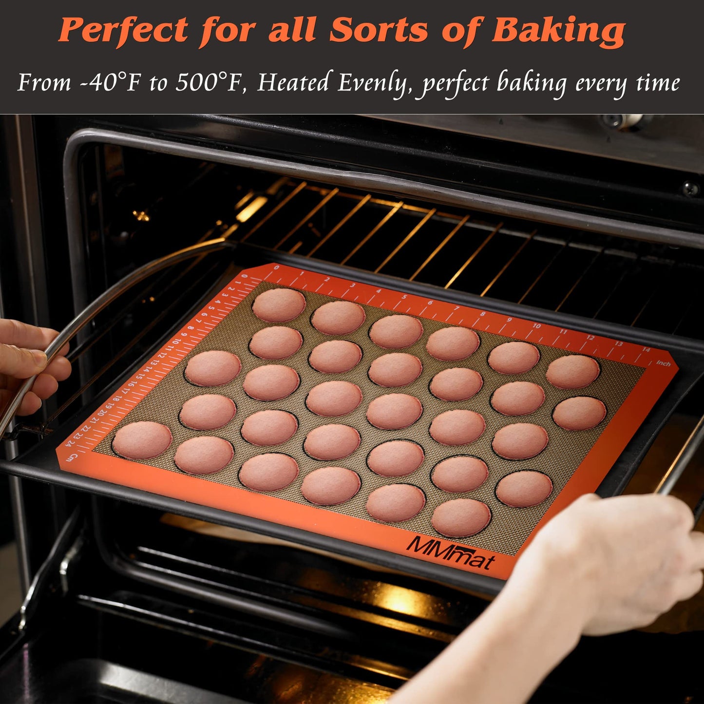 MMmat Silicone Baking Mat - Best German Silicone - Non Slip Silicone Baking Sheet, Non Stick Reusable Silicone Mats For Baking, Oven Liner, Counter Mat, 2 Half Sheets Macaron Baking Mats