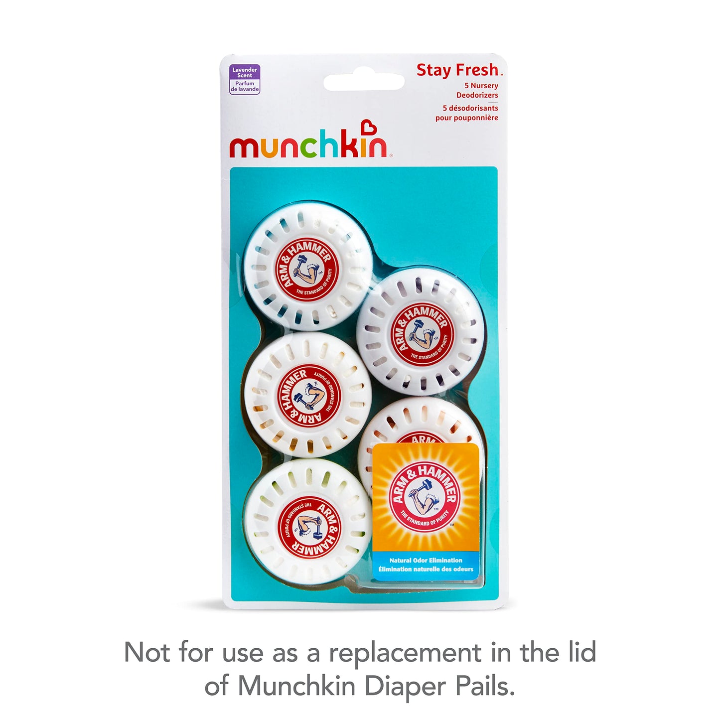 Munchkin Arm and Hammer Nursery Fresheners, Assorted Scents of Lavender or Citrus, Green 60 Count, Pack of 12