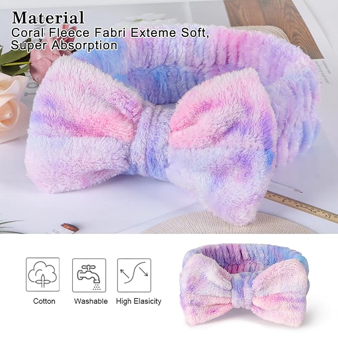 LADES Soft Skincare Headband – Adjustable, Comfortable & Stretchy Fabric, Cute Patterns for Makeup, Facial – Non-Slip, Headband for Hair Control
