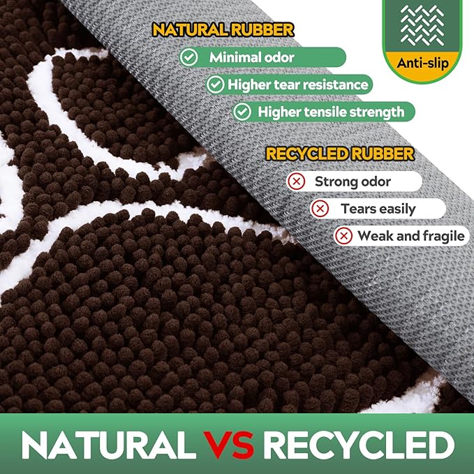 Dog Door Mat for Muddy Paws, Pet Rug Chenille Absorbent Outdoor Doormat 36"x 24", Non Slip Heavy Indoor Doormat Soft Front Inside Doormats for Entryway, Mud Paws, Patio,Dog Paw Brown