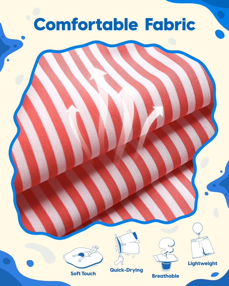 maamgic Boys Swim Trunks Toddler Swim Shorts Little Boys Bathing Suit Swimsuit Toddler Boy Swimwear,Stripe Redwhite,4 T