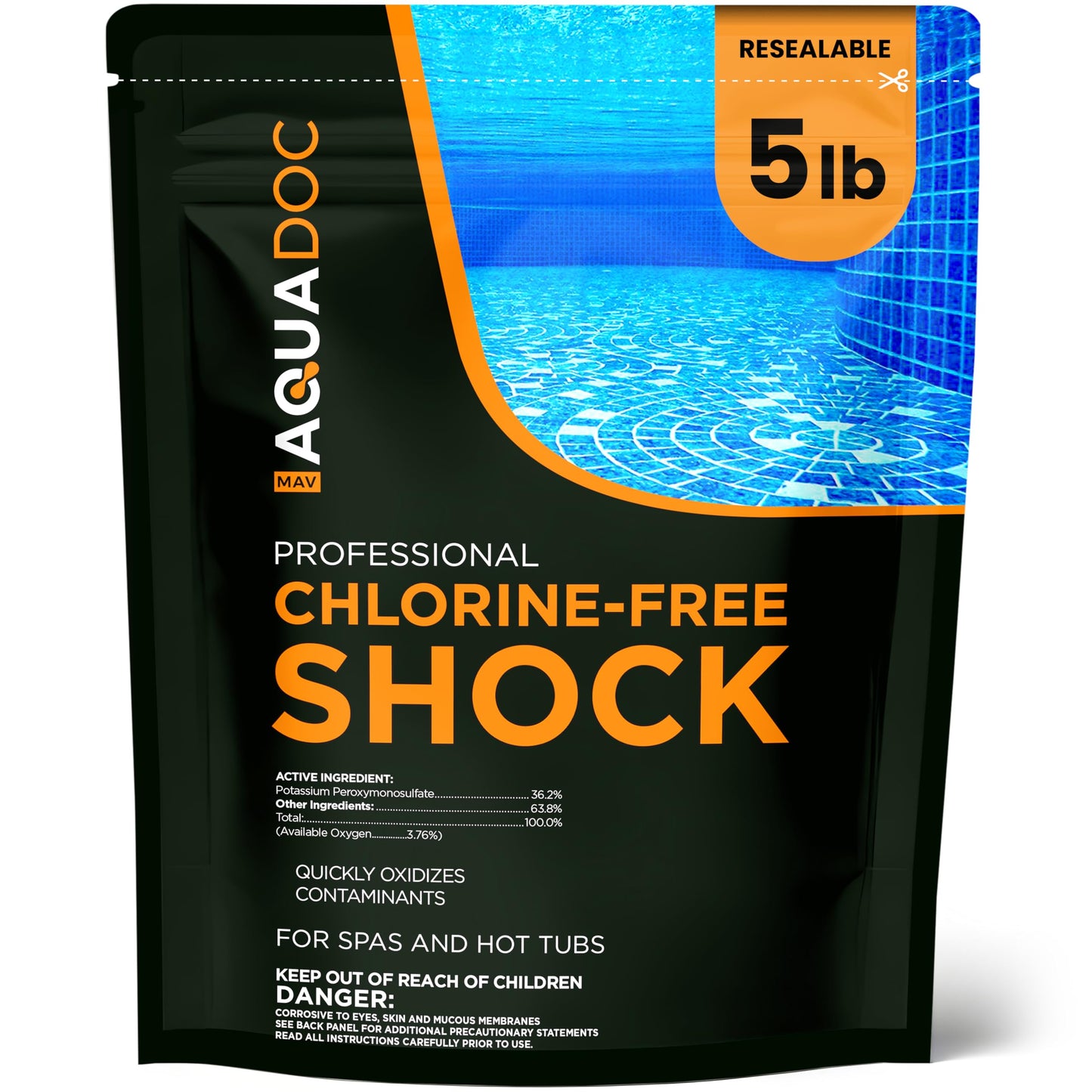 AquaDoc Non Chlorine Hot Tub Shock - 5 lb - Oxygen Based Spa Oxidizer to Support Bromine and Chlorine - Made in USA