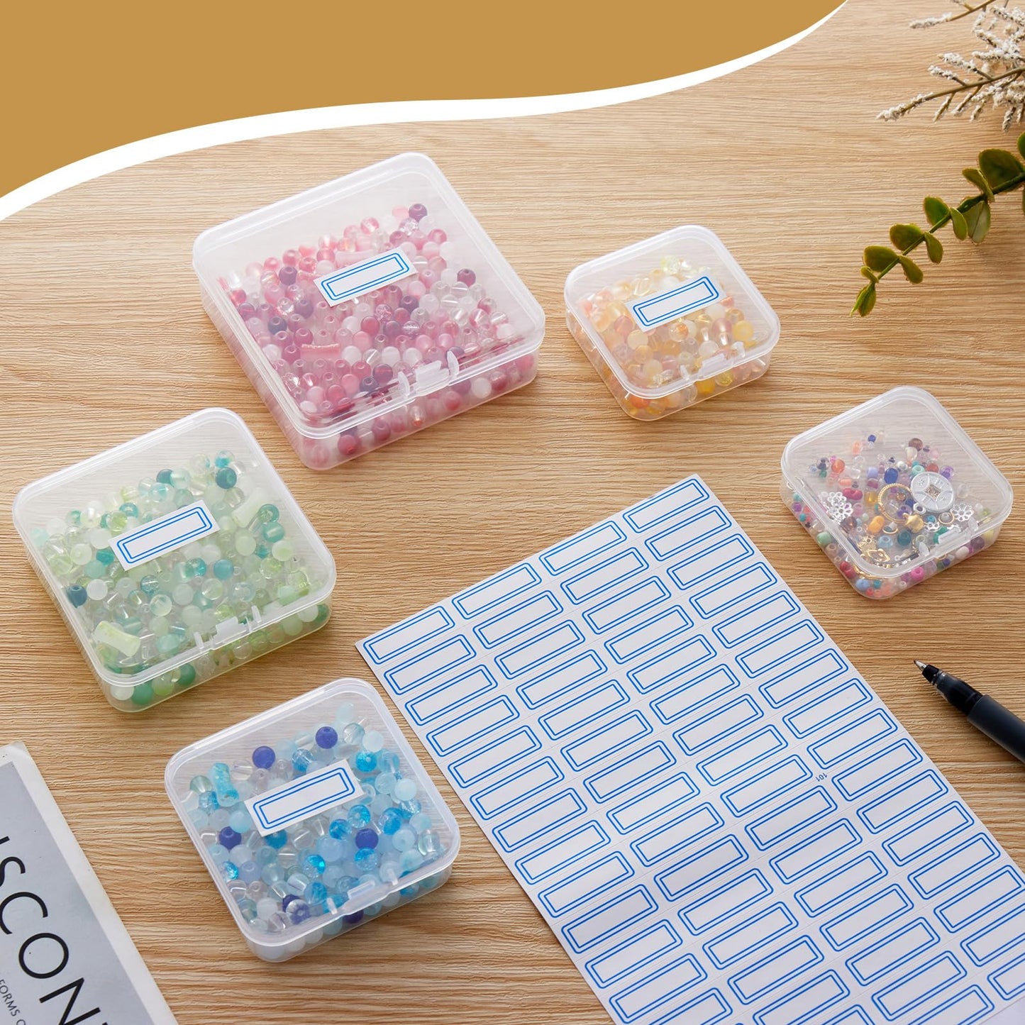 Goodma Small Bead Organizers, 78 Pieces Mixed Sizes Plastic Storage Cases Mini Clear Containers Transparent Rectangle Craft Supply Boxes with Hinged Lid