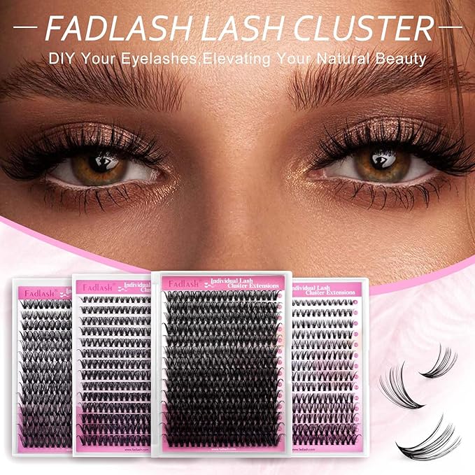 Individual Lashes Big Tray D Curl Lash Clusters 10D 20D 30D 40D Individual Lash Extensions Cluster Lashes Lash Extension Supplies Eyelash Clusters (40D-0.07D, 15-20mm)