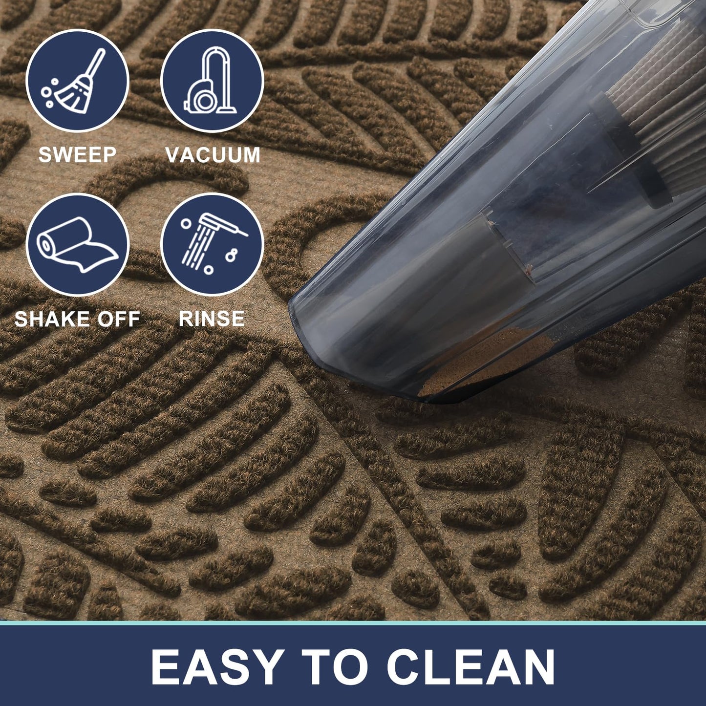 Smiry Welcome Mat Indoor Outdoor, All-Season Waterproof Front Door Mat, Sturdy Natural Rubber Doormat, Non-Slip, Easy Clean, Low Profile Dirt Trapper for Porch Patio Entrance, 59x34, Brown