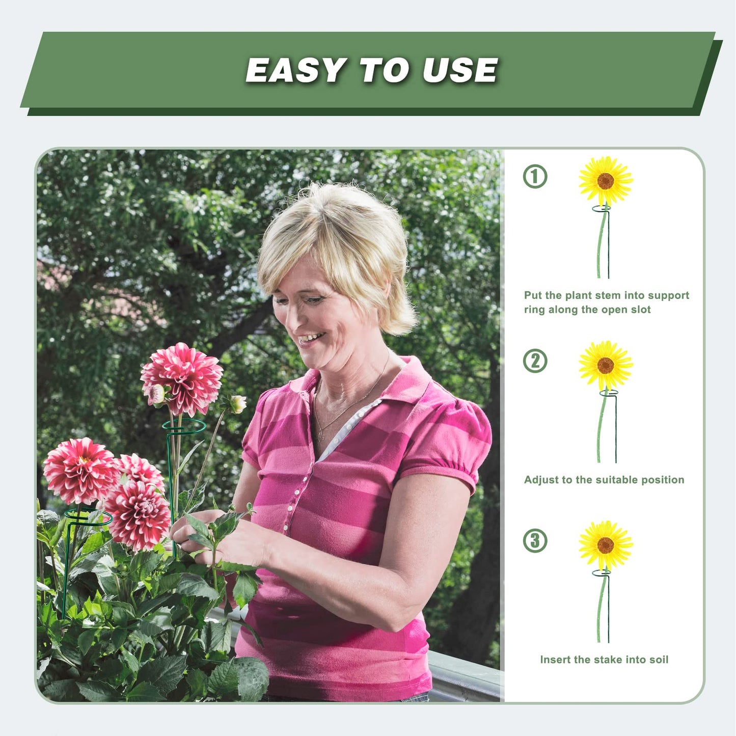 Joyhalo 12 Pack Plant Support Stakes 36 Inches, Plant Stakes, Flower Stakes with 24 Twist Ties, Garden Sticks for Plants Hibiscus, Sunflower, Red Hot Poker, Hydrangea, Tomato, Sapling Etc