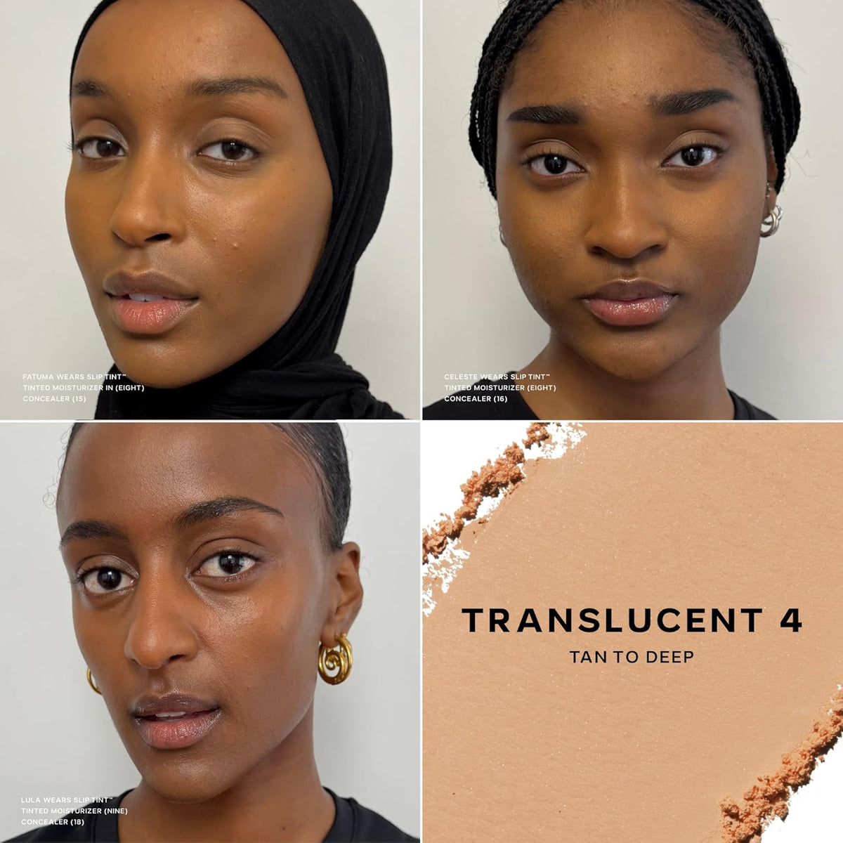 Saie Slip Tint Baked Setting Powder - Translucent Powder for Face Makeup with a Natural-Radiant Finish - Blurs, Brightens & Smooths Complexion - Translucent 4 - Tan to Deep (0.24 oz)