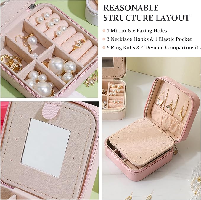 MODENGKONGJIAN Travel Jewelry Case for Women Fashion, Ring Necklace Earring Jewelry Holder Organizer Box, Small Portable Jewellery Storage, Christmas Gifts Initial I