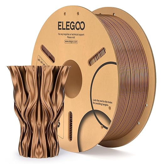 ELEGOO Metal PLA Filament 1.75mm Bronze 1KG, Metallic Shiny 3D Printer Filament with Actual Metal Filled, 1kg Spool(2.2lbs) Fits for Most FDM 3D Printers