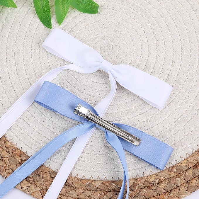 Hair Bows Clips Hair Ribbon Bowknot with Long Tail Bows Barrettes Hair Accessories for Women Girls 16PCS Ã¯Â¼ÂRedÃ¯Â¼ÂWhiteÃ¯Â¼ÂBlueÃ¯Â¼ÂBlackÃ¯Â¼Â