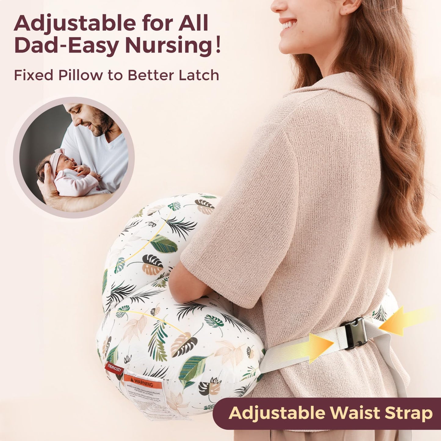Momcozy Innovative Safety Guard Nursing Pillow for Breastfeeding- Wider Feeding Pillows for More Support for Mom & Baby- Easier Nursing & Hand Free- Fit for All, Removable Cotton Cover