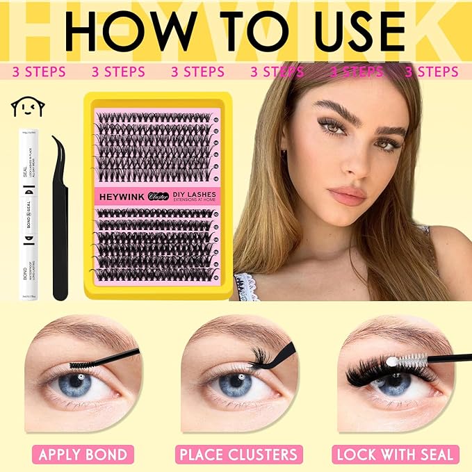 DIY Lash Extension Kit Volume Lash Clusters 40D+50D Individual Lashes Lash Clusters Kit Thick Eyelash Extension Kit Thin Band Lashes Cluster Lash Bond and Seal Tweezers(40D+50D 10-18MM Kit)