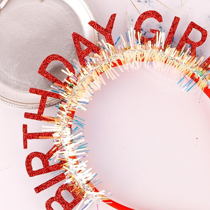 CIEHER Red Birthday Girl Headband Birthday Crown for Women Girls Prarty Favors