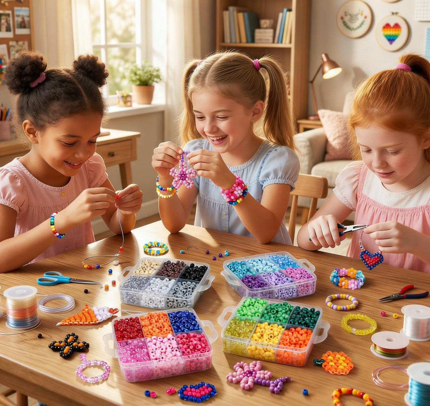 4800PCS Pony Beads Bulk, 24 Colors Kandi Beads 6x9mm Large Hole for Friendship Bracelets, Jewelry Making, Hair Braiding, DIY Art Craft Mothers Day Gifts - Shockproof Protective Gift Packaging