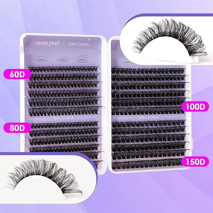 Ocean Pearl Lash 564ct Lash Clusters, 10-18mm Individual Cluster Lashes, 60D/80D/100D/150D Volume Eyelash Clusters, Thick Volume Cluster Eyelash Extensions, Soft Natural-Looking Lashes,Lashes Clusters