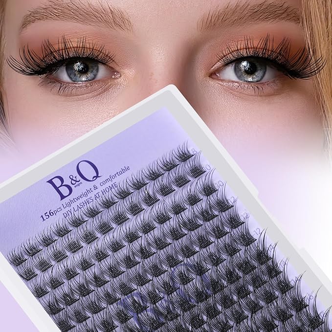B&Q Wispy Lash Clusters Full B01,Eyelash Clusters 156PCS Comfortable band Cluster Eyelash Extensions,8-18mm Volume Individual Lashes Lightweight D Curl Lash Clusters Soft Eyelashes Natural Look(B01)