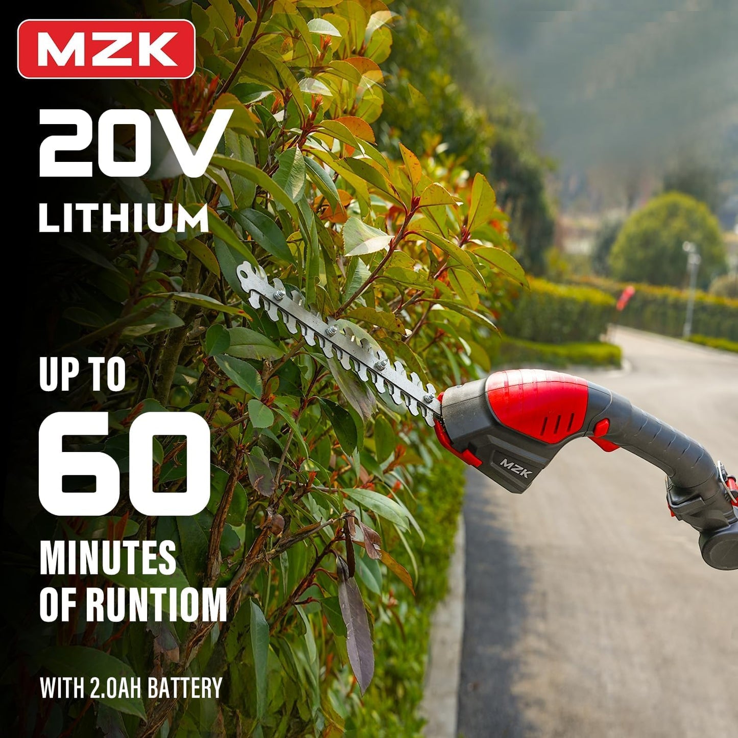 MZK 2-in-1 20V Pole Mini Hedge Trimmer & Grass Shear, 13ft Reach, Electric Hedge Trimmer with Extension Pole, Multi-Angle (2*Batteries and Charger Included) HT08D11