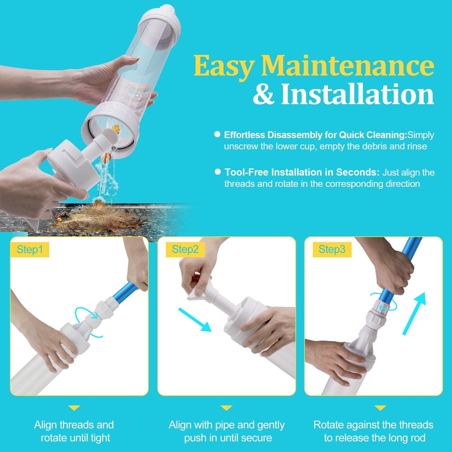 Spa Vacuum Compatible with 6250 Paradise Power, No Pumping, No Batteries or Electricity, Powered by Water Pressure, Cordless Hot Tub Vac Cleaner Picks up Pebbles, Sand&Debris, with Telescopic Handle