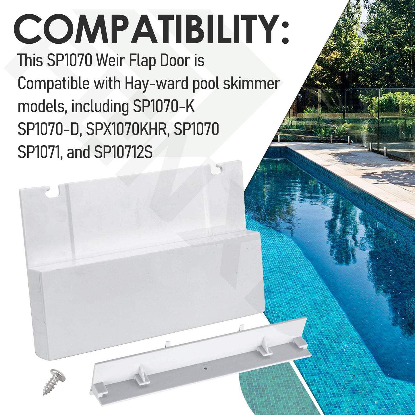 FENXDN SP1070 Pool Skimmer Weir Flap Door [ 8-7/16" Length, 5-1/4" Width, 1-1/8" Thick] Compatible with Hay-Ward SP1070-K SP1070-D SPX1070KHR SP1070 SP1071 and SP10712S