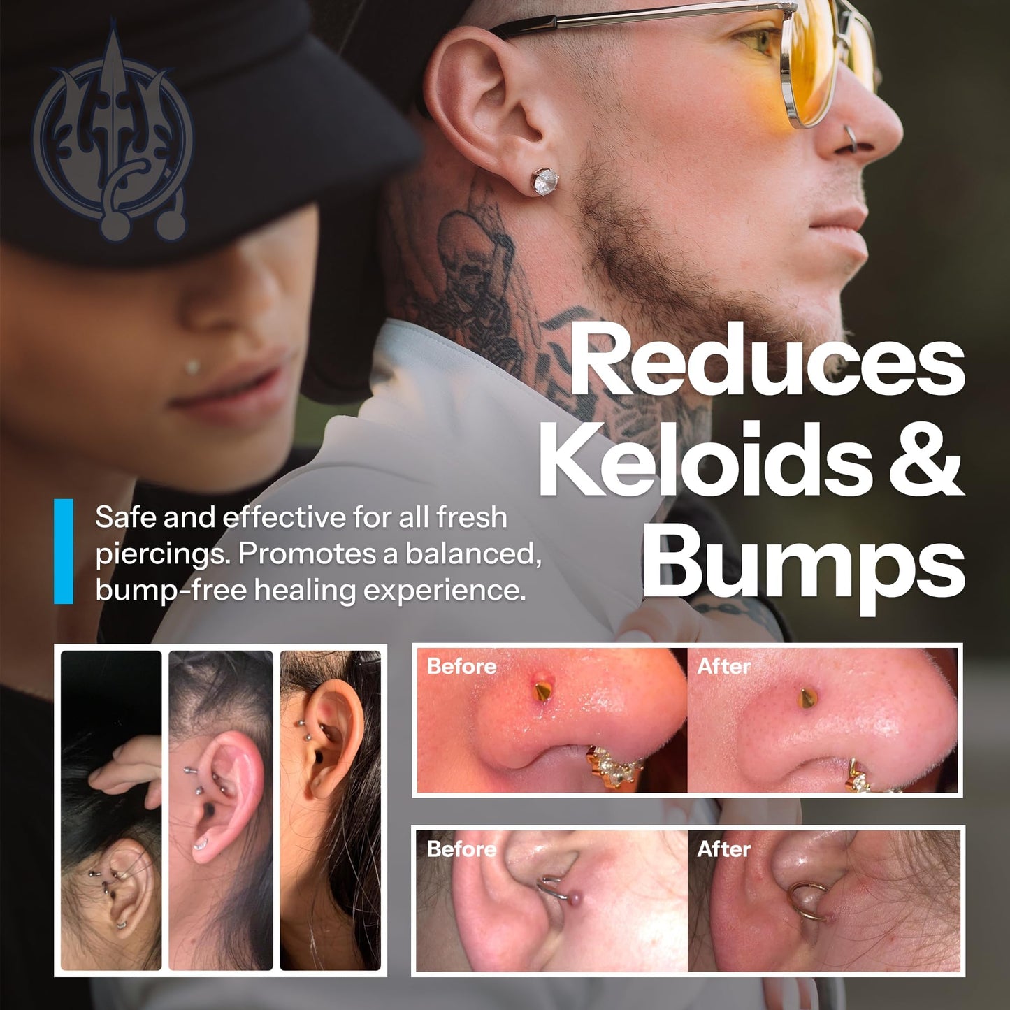 H2Ocean Piercing Aftercare Spray and Keloid Bump Removal– Sea Salt Spray for Body and Facial Piercings– Ear, Nose,Navel,Oral & Body Piercing Cleaner, Aftercare Solution for New Piercings–4oz,Pack of 3