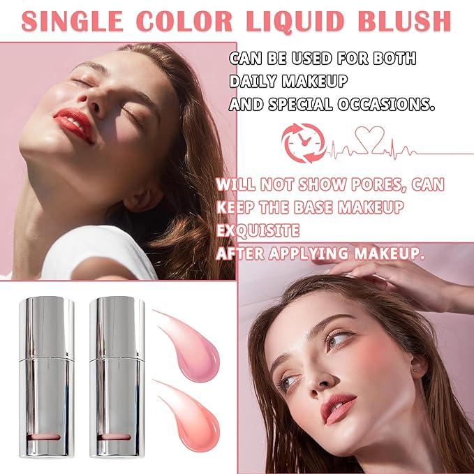 2Pcs Blush Cream for Cheeks,Face Matte Contour Blush Makeup,Buildable Shimmer Facial Cheek Blusher Shades,Blendable Cosmetic Makeup Blusher A4