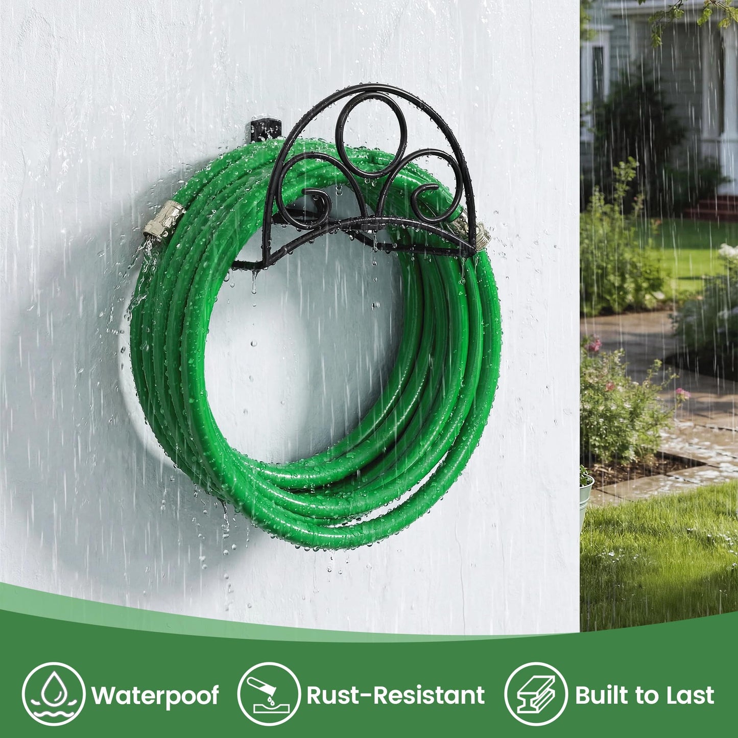 Metal Garden Hose Holder - Wall Mounted Water Hose Holder - Hose Hanger Heavy Duty for Water Hose Extension Cords Vacuum Hose