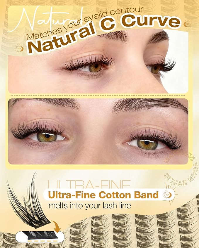 8-10-12MM Lash Clusters Natural Cluster Eyelash Extensions Wispy Cluster Lashes Soft Individual Lashes C Curve Lash Extensions Seamless Blend DIY Eyelash Clusters Thin Band Lashes Clusters 192Pcs