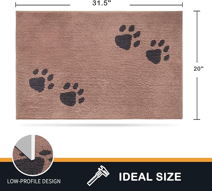 PURRUGS Dirt Trapping Door Mat 20" x 31.5", Non-Skid/Slip Machine Washable Microfiber Entrance Rug, Shoes Scraper, Dog Doormat, Super Absorbent Floor Mat for Muddy Wet Shoes and Paws, Light Brown