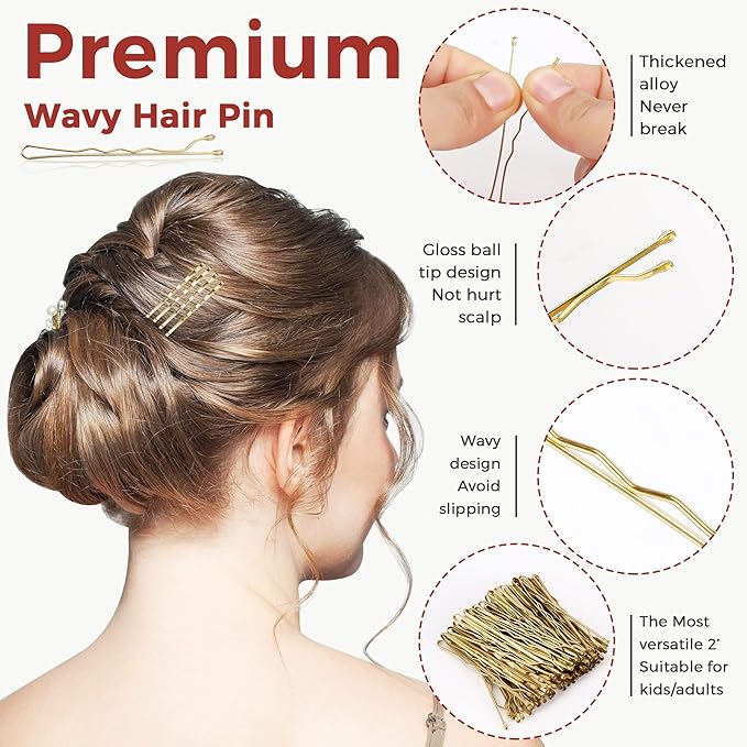 300 Pcs Bobby Pins Blonde, Hair Pins for Women Girls and Kids (Blonde)