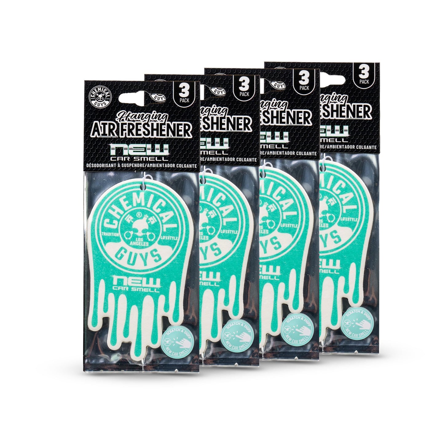 Chemical Guys Car Fresheners, Hanging Air Fresheners - New Car Scent for Cars, Trucks, SUVs, RVs, Home, Office, Work, Dorm Room, & More - 12 Pack