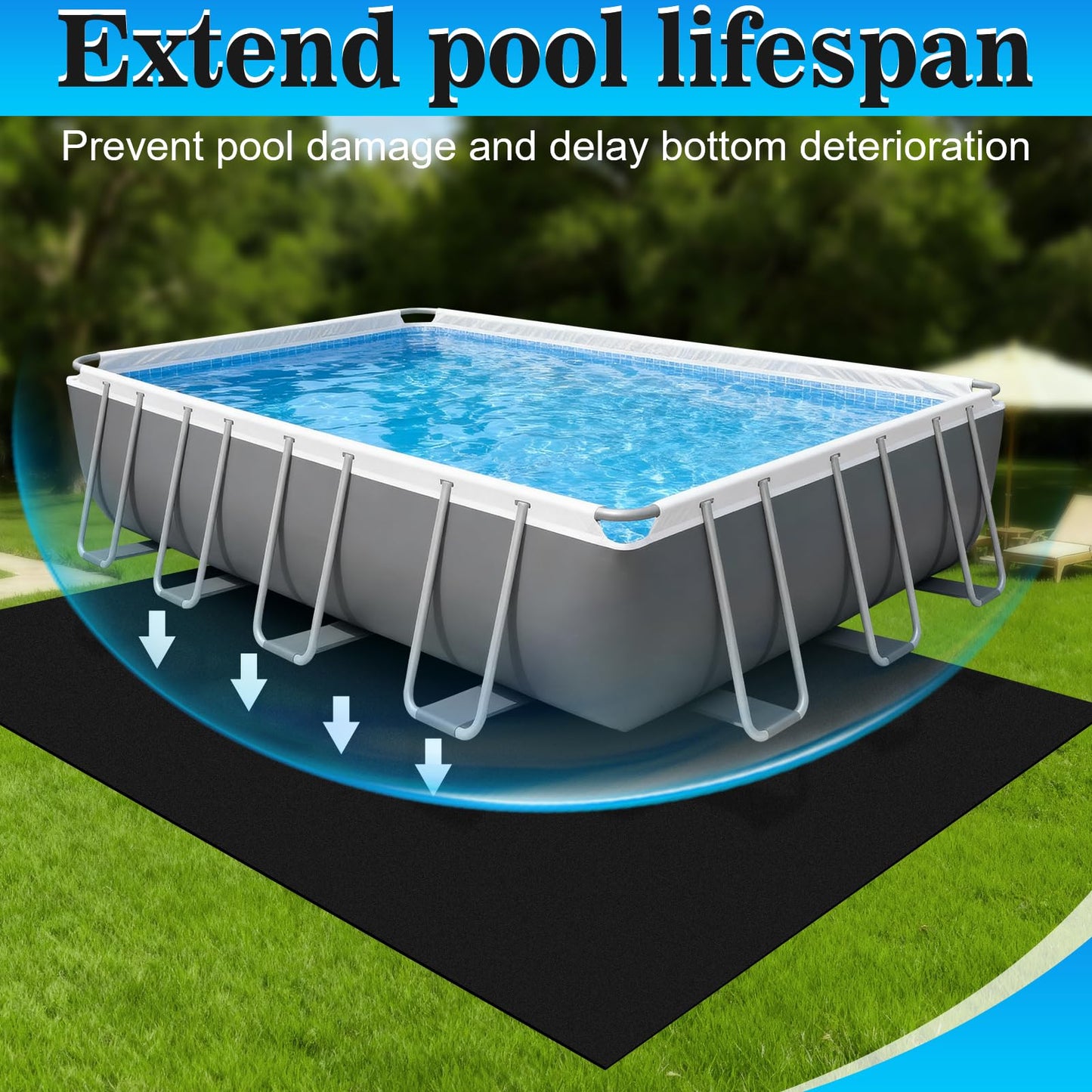 ComfyKit 9.7x6.7ft Rectangular Pool Liner Pad for Above Ground Swimming Pools,Thickened Under Pool Mat Padding,Pools Bottom Liner Protector to Prevent Punctures & Extend Liner Life