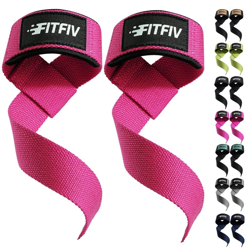 FITFIV Lifting Straps for Weightlifting, Lifting Wrist Straps for Gym Strength Training, Neoprene-padded Wrist Cushion - Men & Women