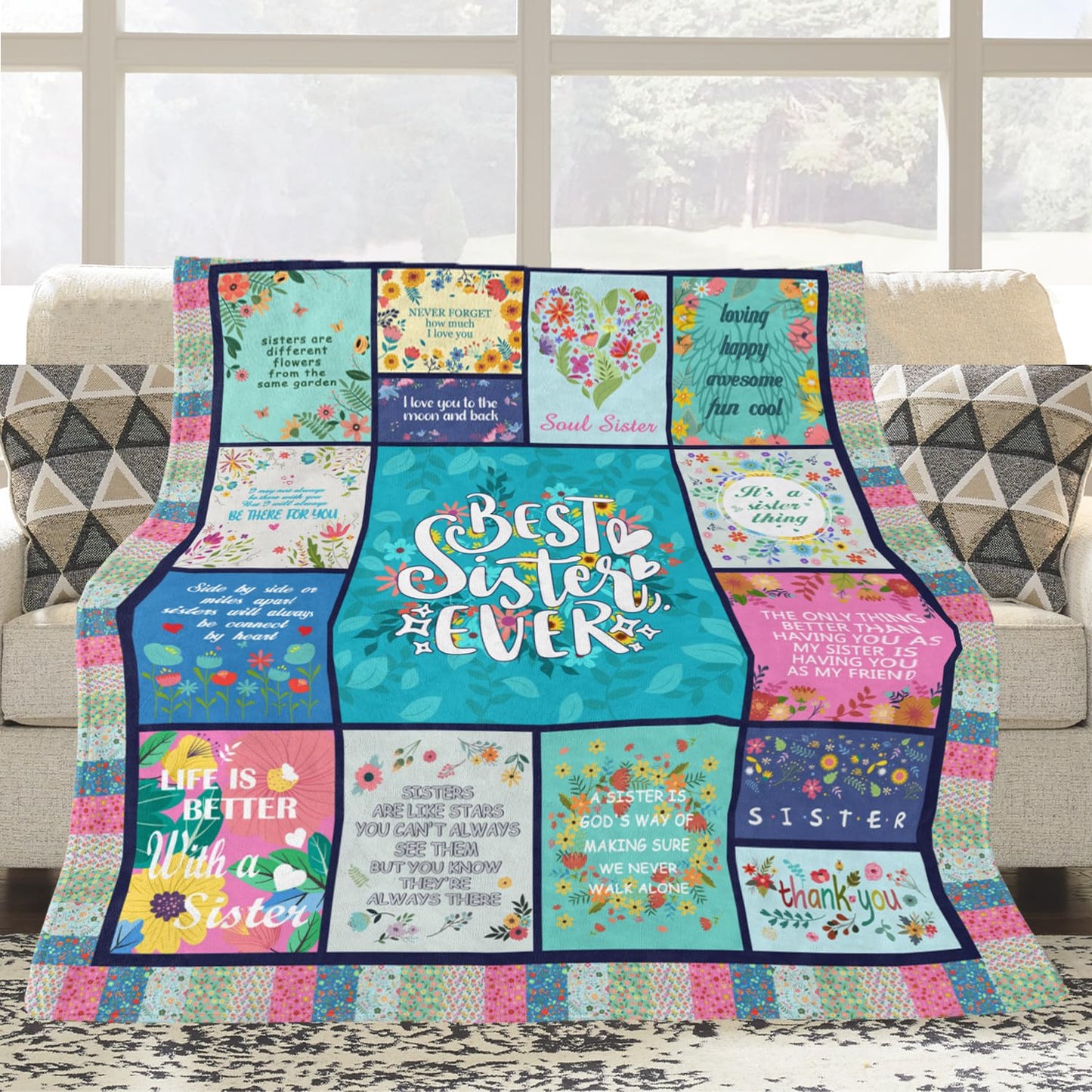 Akoigun Sister Gifts Blanket for Birthday, Mother's Day, Christmas - Big Sister Gift Ideas from Sisters Throw Blanket 60"X50"