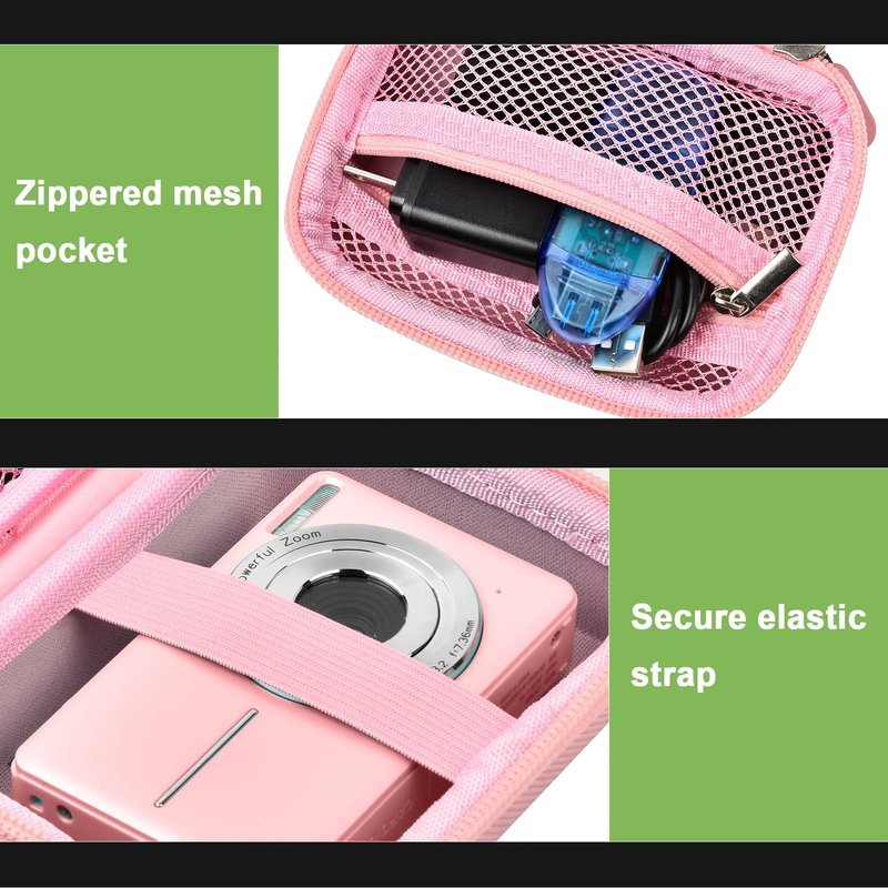 ALKOO Case Compatible with CAMKORY Digital Camera/for VAHOIALD FHD 1080P Digital Point and Shoot/for Kodak PIXPRO FZ55/ FZ45 16MP Vlogging/for IWEUKJLO, Holder for SD Card More- Pink (Box Only)