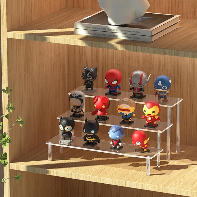 Aredpoook Acrylic Display Risers, 3 Tier Perfume Organizer Stand, Clear Cupcake Stand Holder, Large Shelf Risers for Figures, Dessert Shelves for Party, Display Shelf for Decoration and Organizer