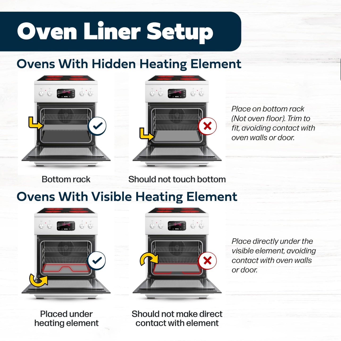 Cooks Innovations Non-Stick Oven Protector Mat - 2 Heavy Duty Nonstick Oven Rack Liners to Protect Convection, Electric, Gas, & Microwave Ovens - BPA & PFOA Free Heat Resistant Baking Mat