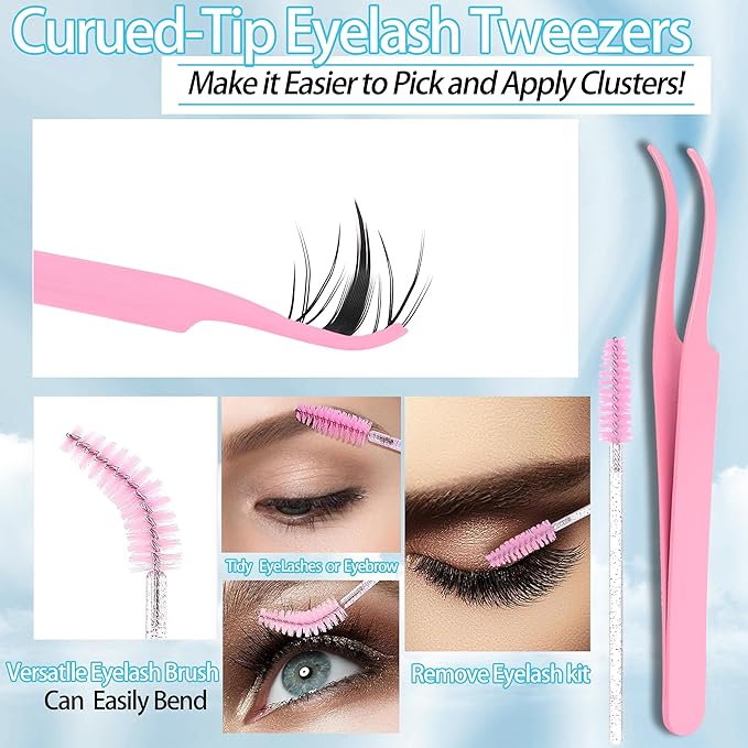 YIDUO 3 style Fairy lashes Clusters Kit with Bottom Clusters Lash Extensions 604Pcs 5-16mm Manga Extension False Eyelash Wispy Natural Wet-Look Lashes Extensions Combo Pack with Glue Removers