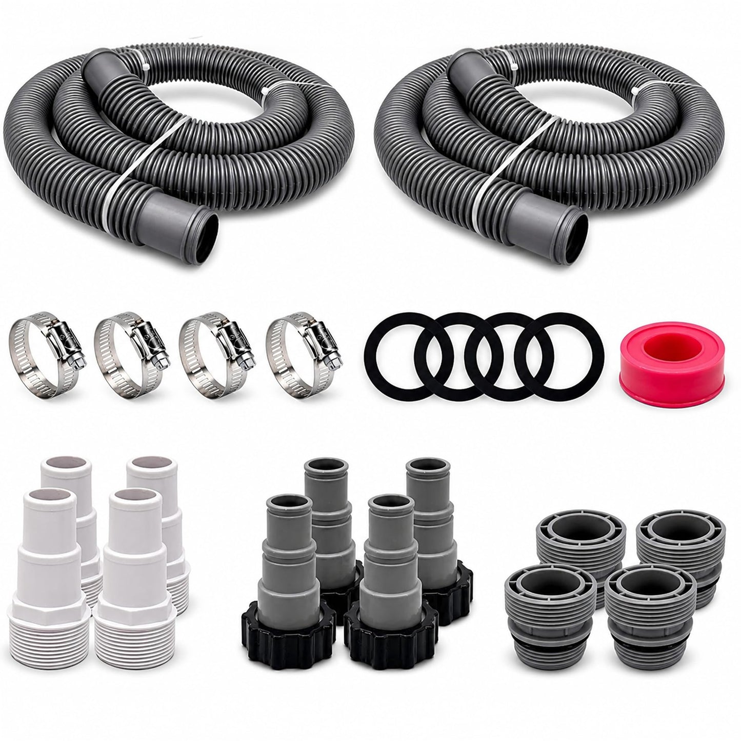 FibroPool Universal Pool Hose Install Kit - Fits 1.5 in Connections - 6 ft - Plastic & Alloy Steel