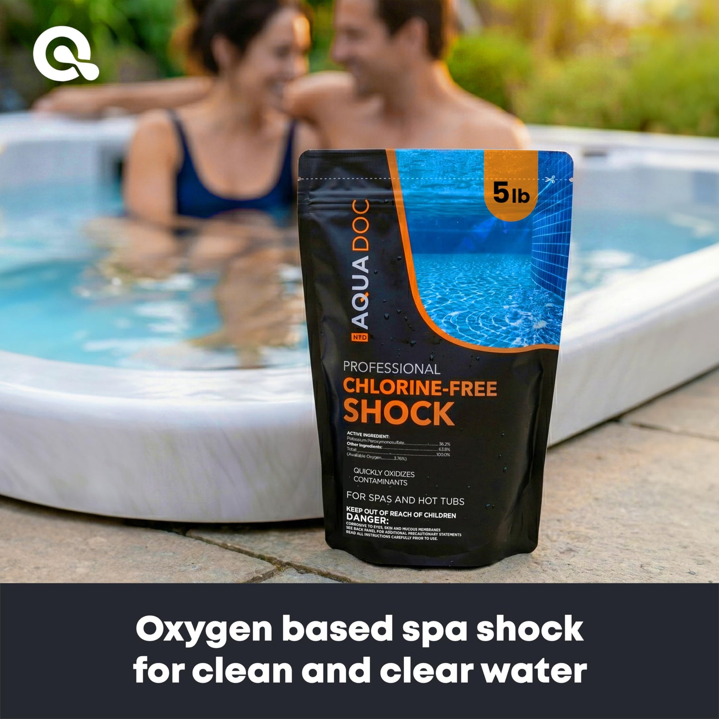 AquaDoc Non Chlorine Hot Tub Shock - 5 lb - Oxygen Based Spa Oxidizer to Support Bromine and Chlorine - Made in USA