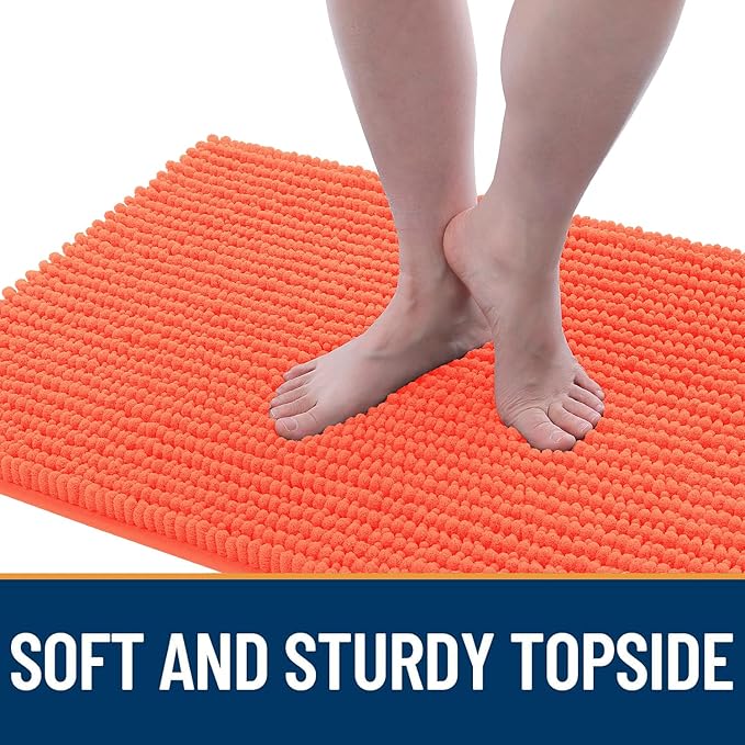 OLANLY Dog Door Mat for Muddy Paws 59x24, Ultra Absorbent Chenille Mud Doormat, Non-Slip Washable and Dirt Trapping Doormat for Indoor Entryway, Quick-Dry Indoor Pet Bed Mats for Dogs, Coral