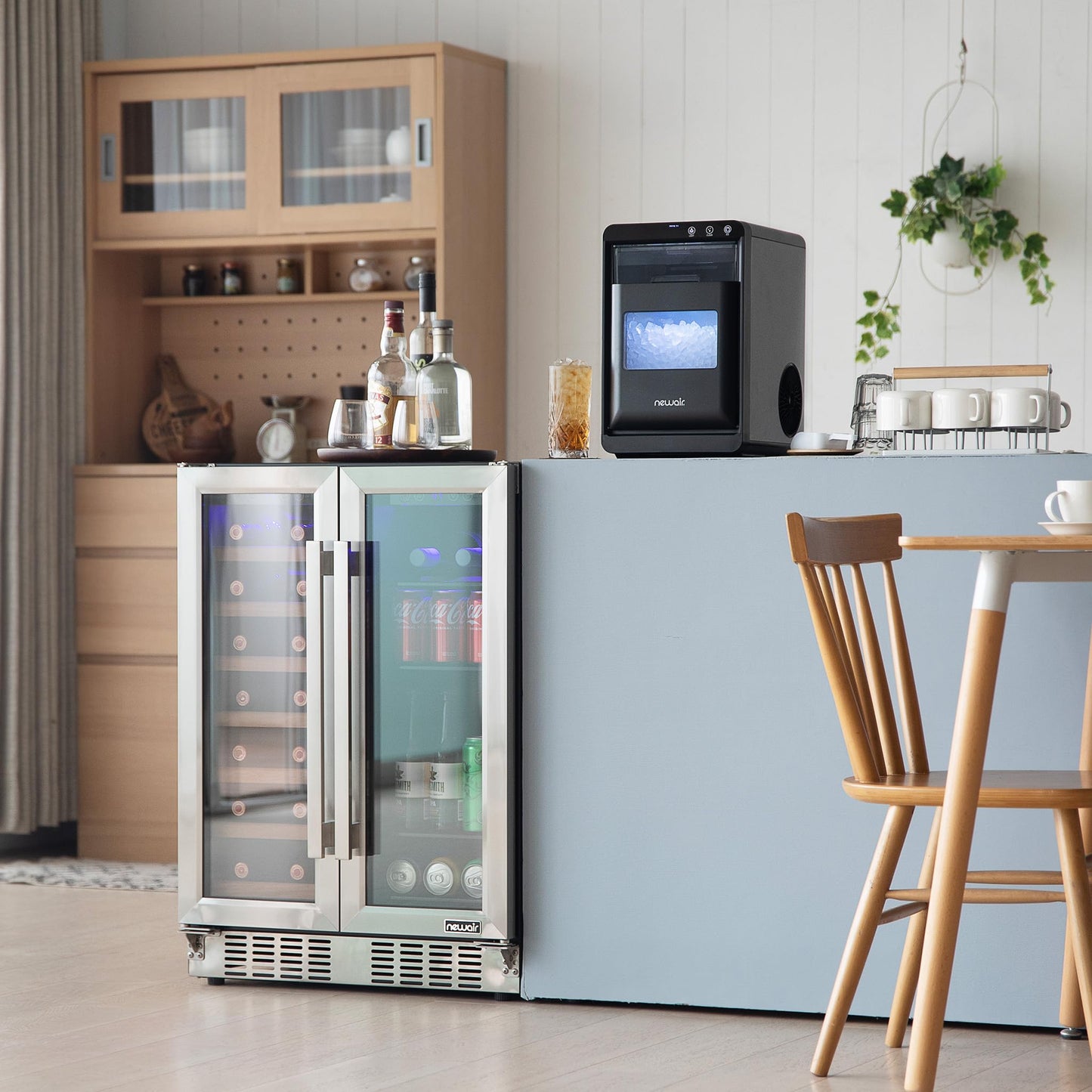 Nugget Ice Maker Countertop | 44 lbs/Day Pebble Ice Machine with Self-Cleaning | Soft Chewable Pebble & Sonic-Style Ice | Black Stainless Steel