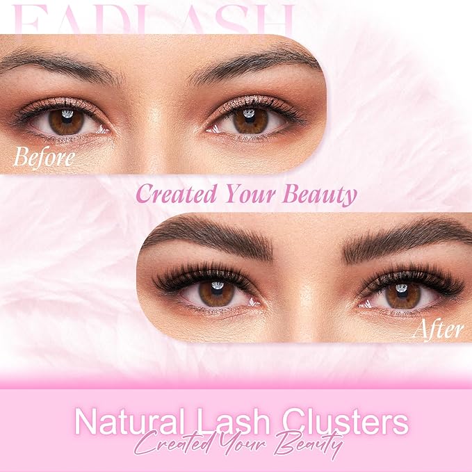 FADLASH Lash Clusters Kit Lash Extensions Individual Lashes D Curl 12-18mm Eyelash Clusters with Lash Bond and Seal Lash Tweezers Natural Lash Clusters Kit 280Pcs