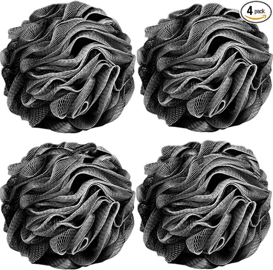 Fu Store Loofah Sponge Shower Loofahs 50g Bath Sponges Mesh Balls Body Scrubber Exfoliator Wash Back Scrubber Bathroom Men Women 4 Pack Scrubbers Cleaning Bathing Accessories