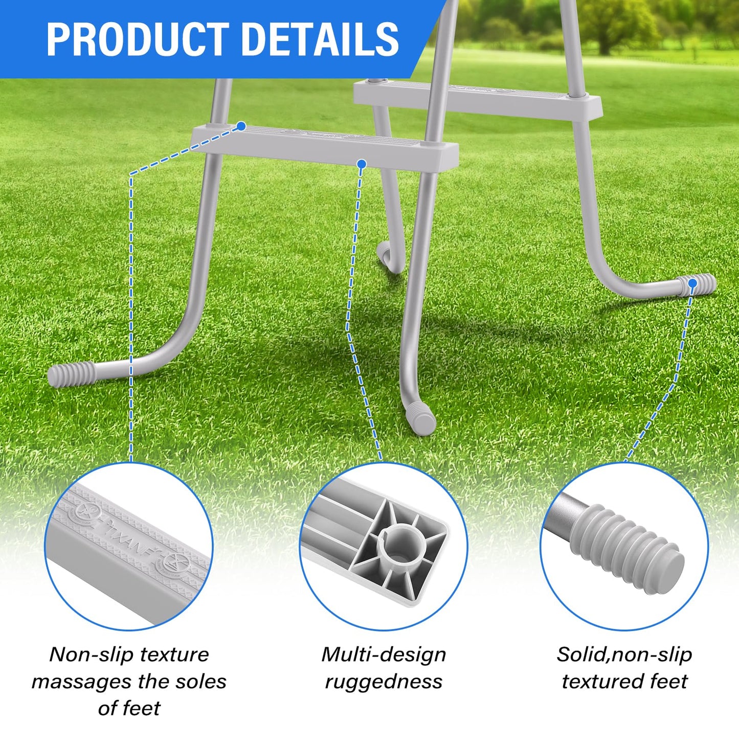 TIXANF 33" 2-Step Steel Frame Above Ground Swimming Pool Ladder,Heavy Duty Double Sided Removable Pool Steps,Pool Ladder Steps with Non-Slip Plastic Steps for Entry and Exit
